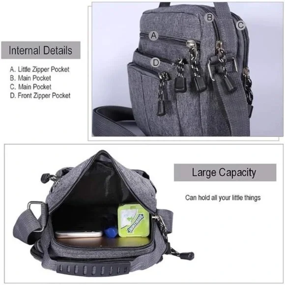 Men's Messenger Bag - Crossbody Shoulder Bags Travel Bag - Picture 5 of 8